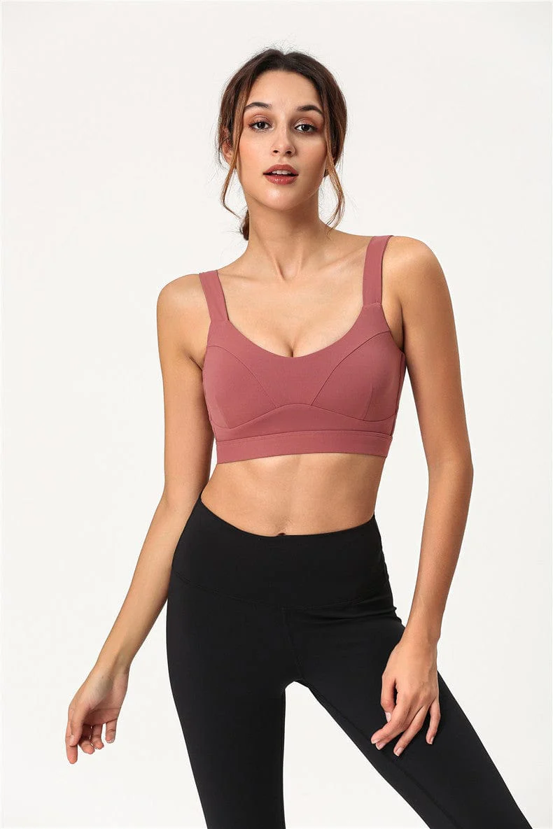 Contour Seam Double Strap Fitness Sports Bra - Image 3