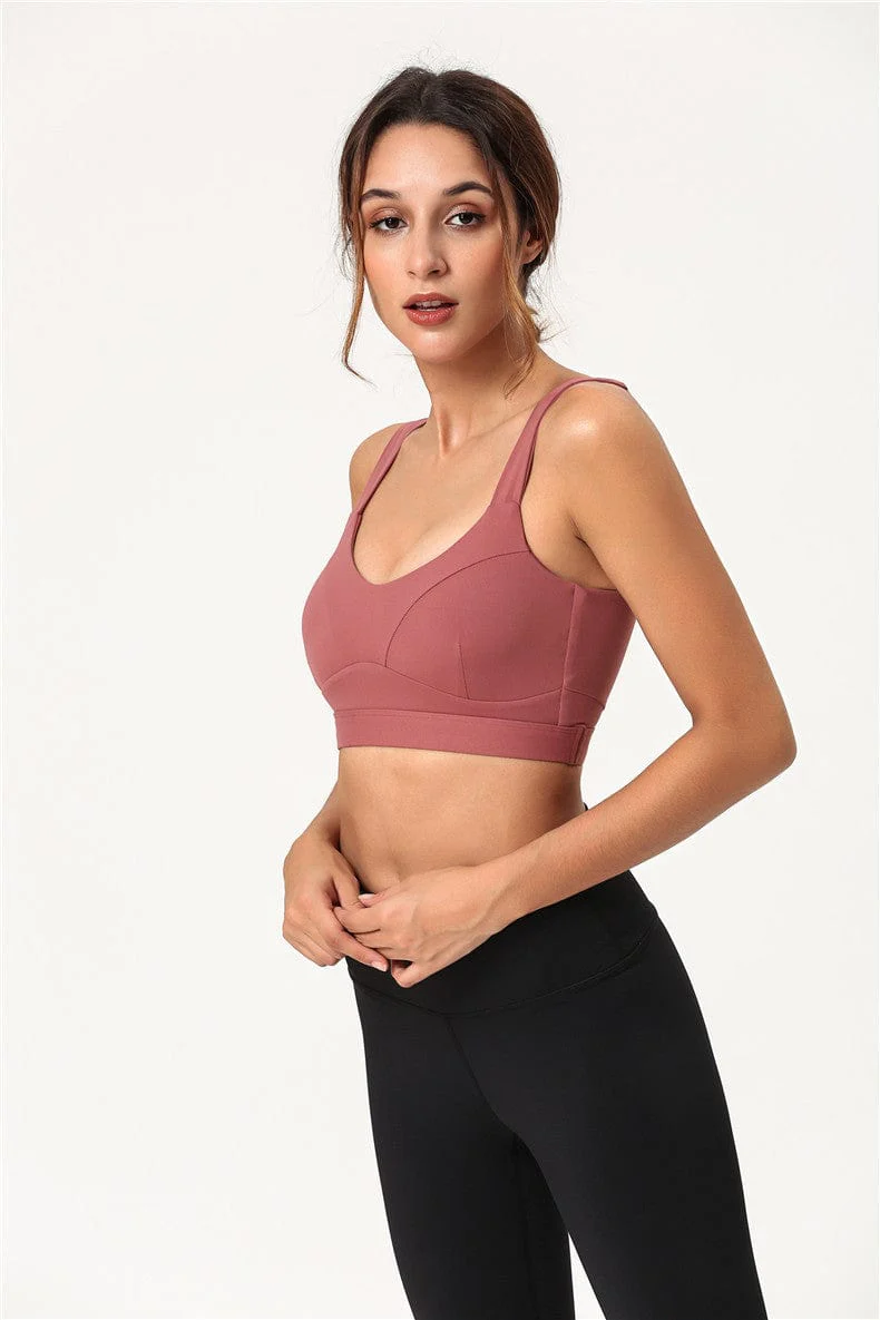 Contour Seam Double Strap Fitness Sports Bra - Image 4