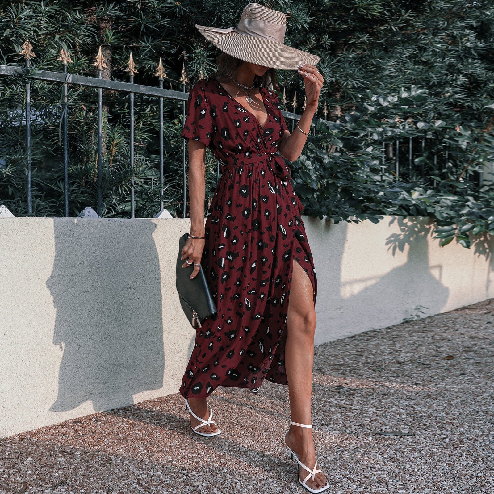 Contrast Animal Print Wrap Dress - Image 12