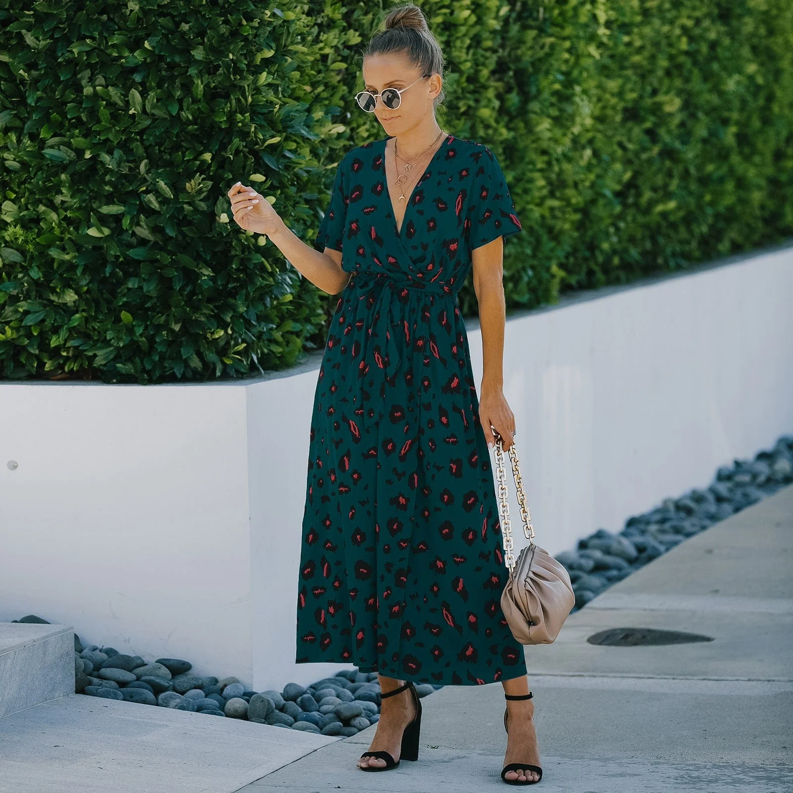 Contrast Animal Print Wrap Dress - Image 13