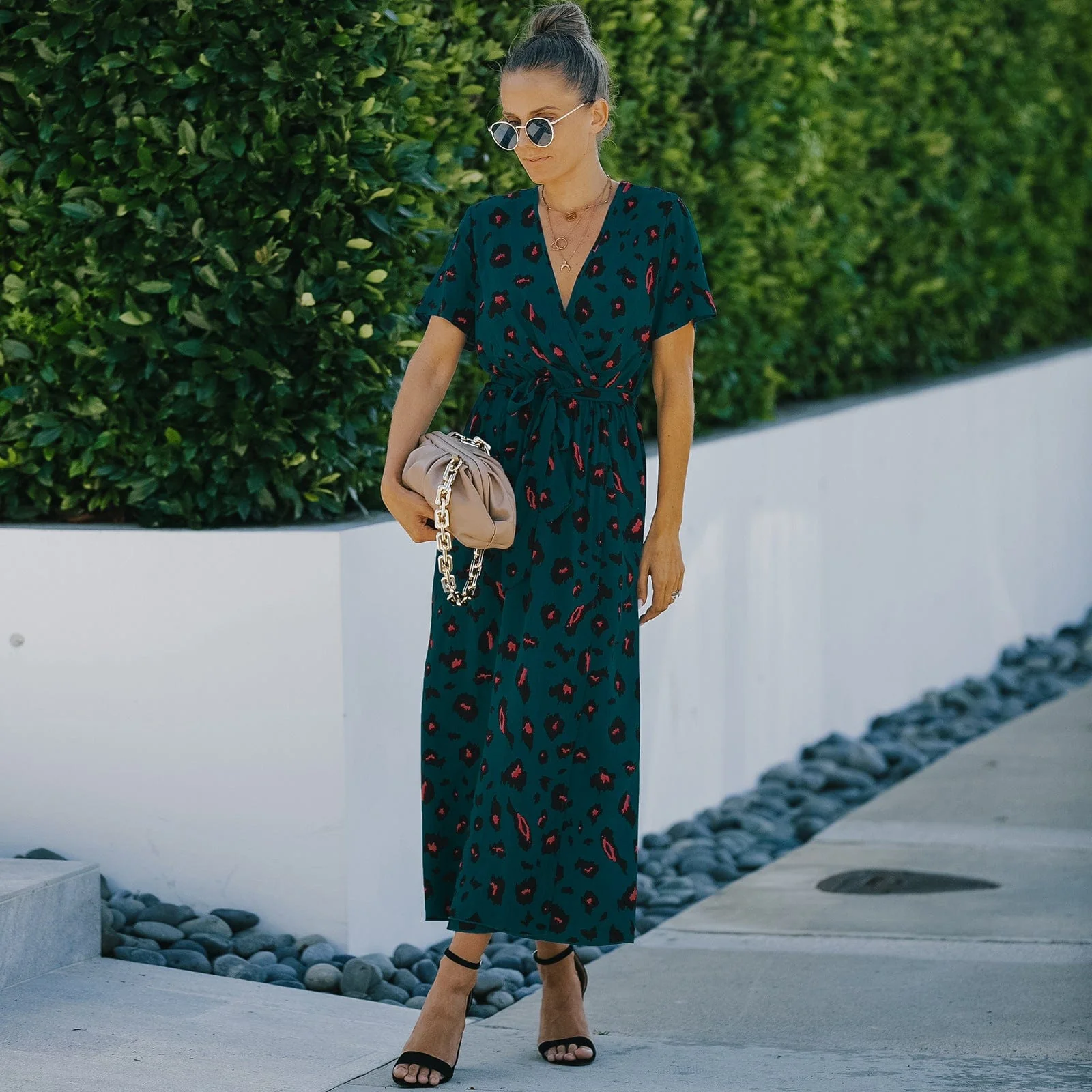 Contrast Animal Print Wrap Dress - Image 14