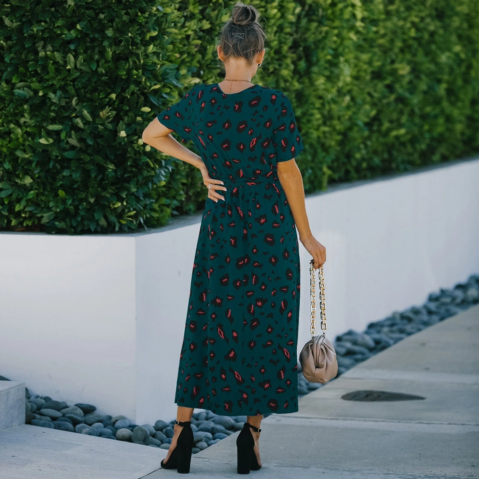 Contrast Animal Print Wrap Dress - Image 17