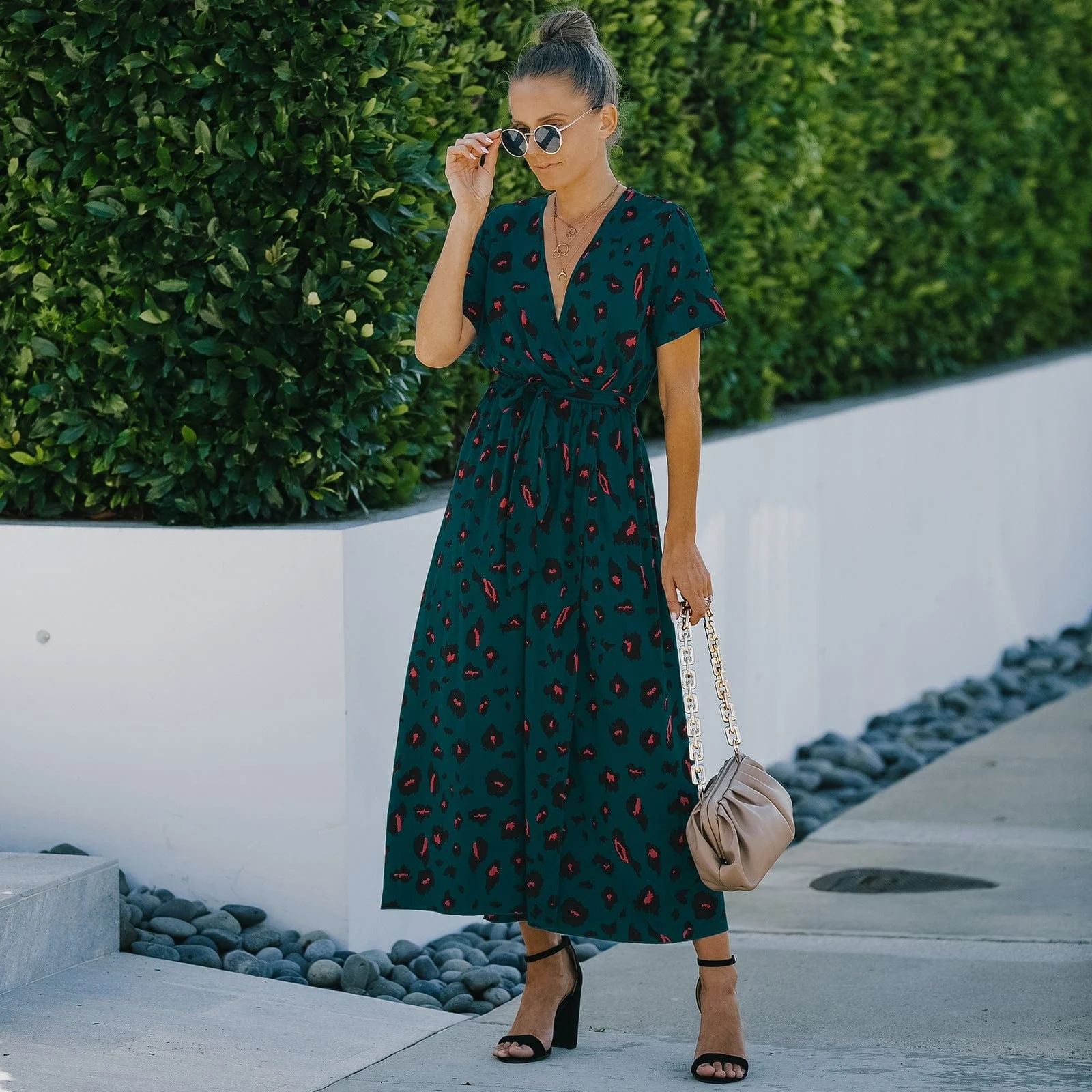 Contrast Animal Print Wrap Dress - Image 18