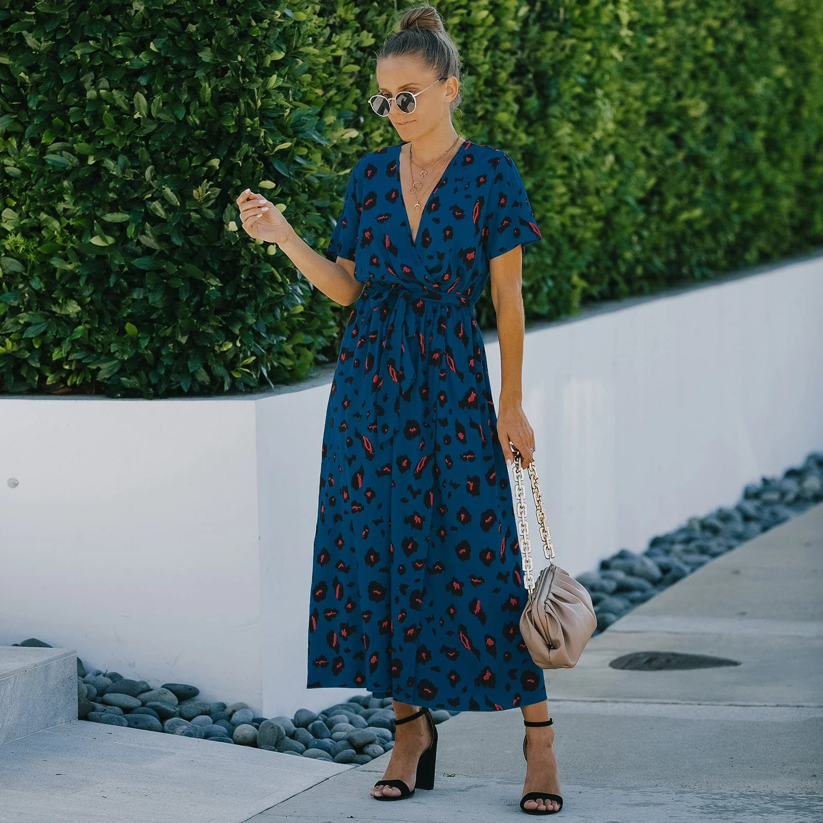 Contrast Animal Print Wrap Dress - Image 2