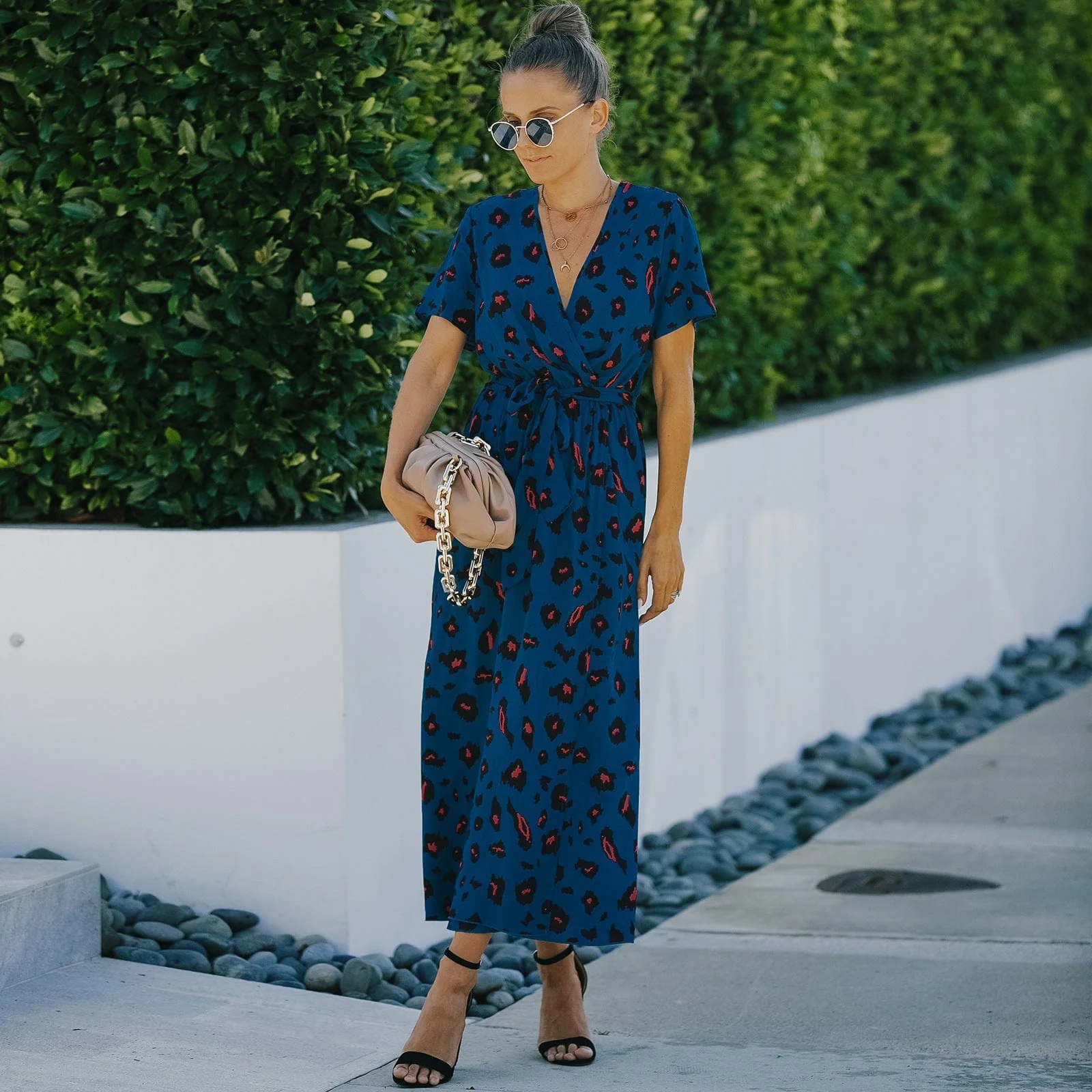 Contrast Animal Print Wrap Dress - Image 3