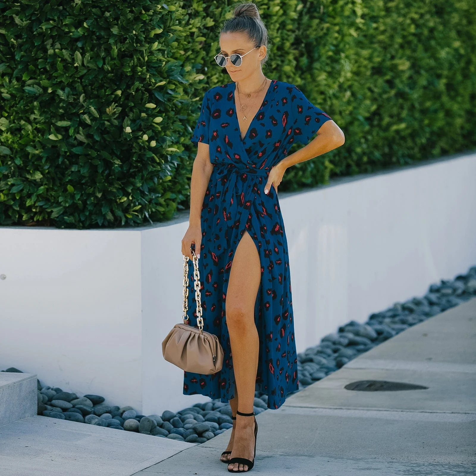 Contrast Animal Print Wrap Dress - Image 4