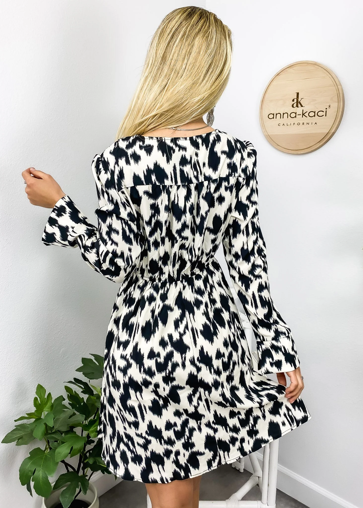 Contrast Aztec Trim Abstract Dress - Image 7