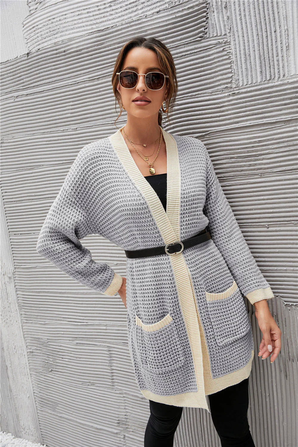 Contrast Binding Knit Cardigan - Image 12