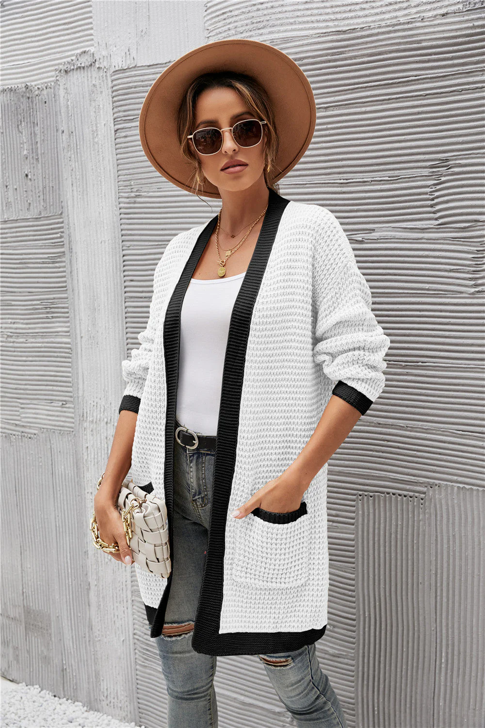 Contrast Binding Knit Cardigan - Image 24