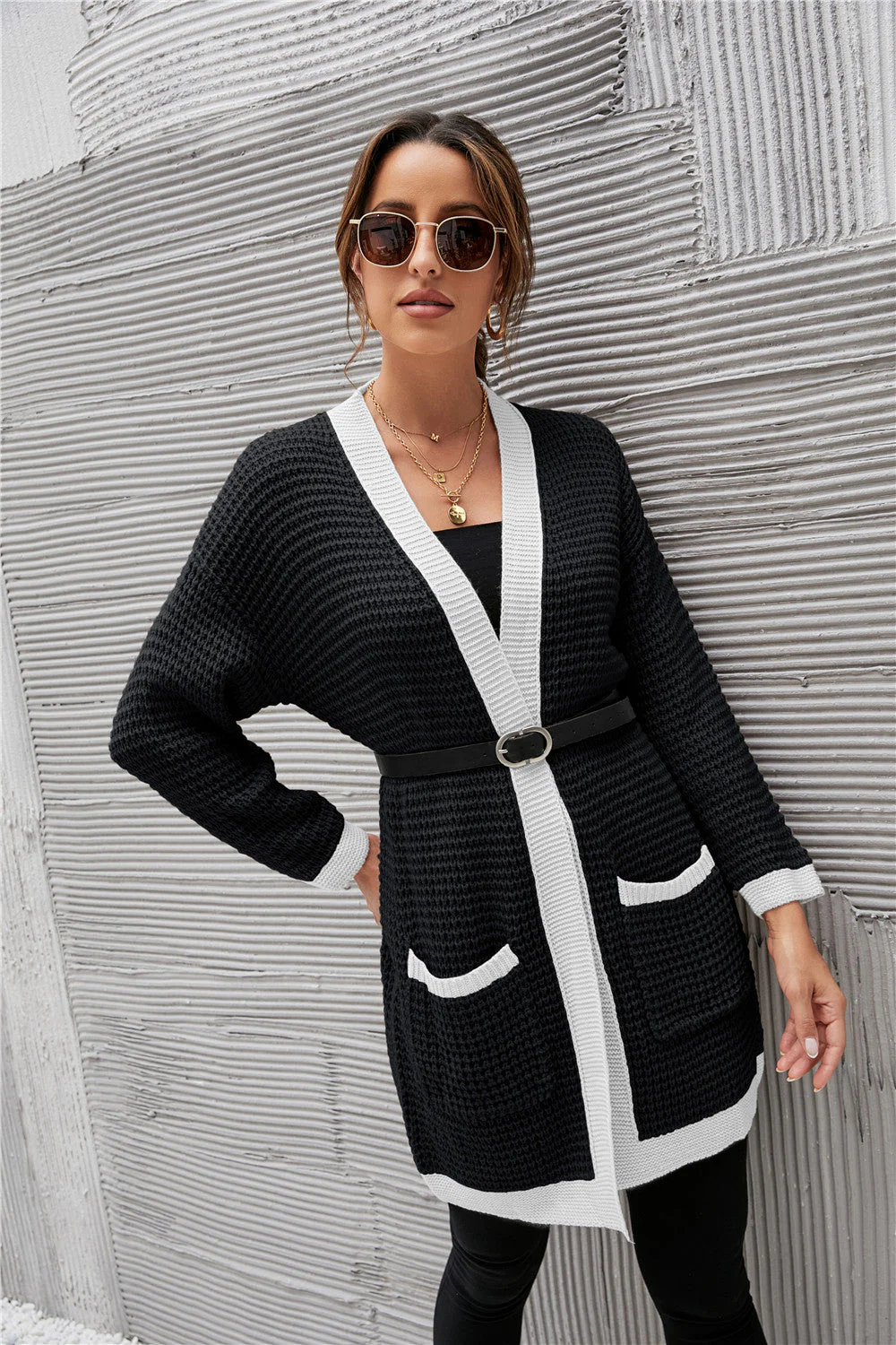 Contrast Binding Knit Cardigan - Image 3