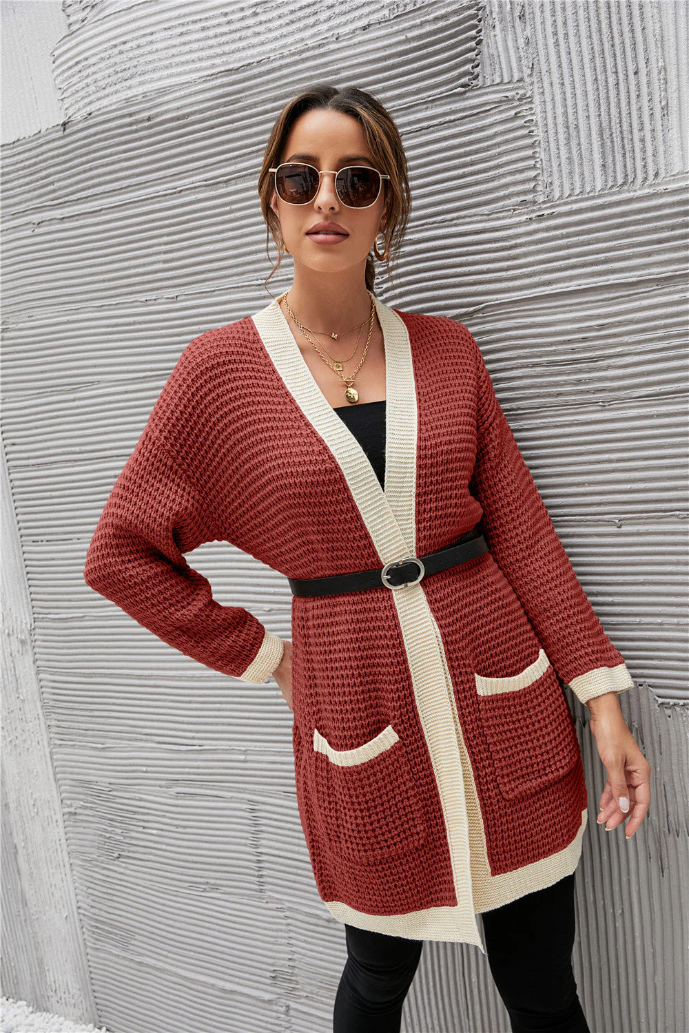 Contrast Binding Knit Cardigan - Image 5