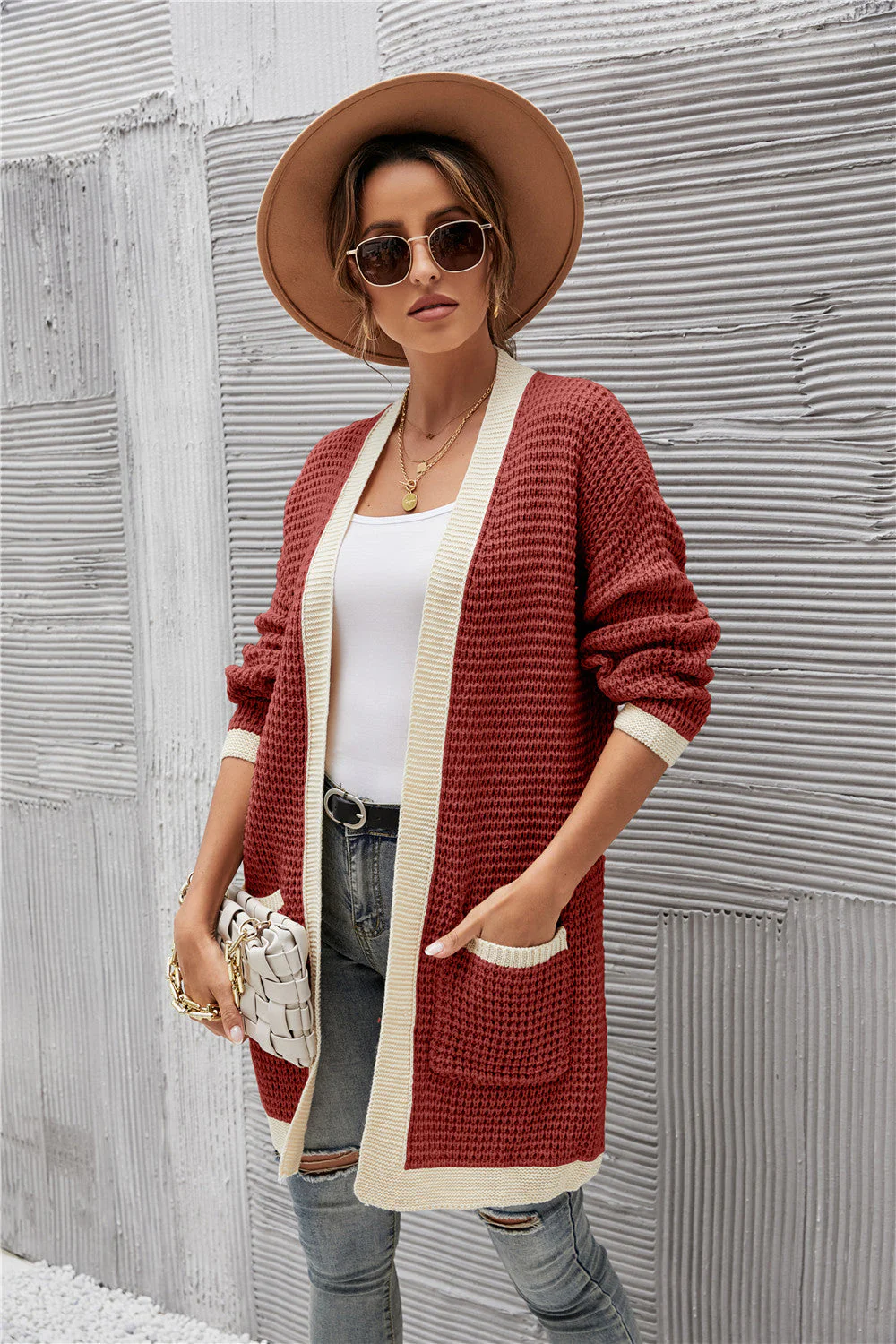 Contrast Binding Knit Cardigan - Image 7