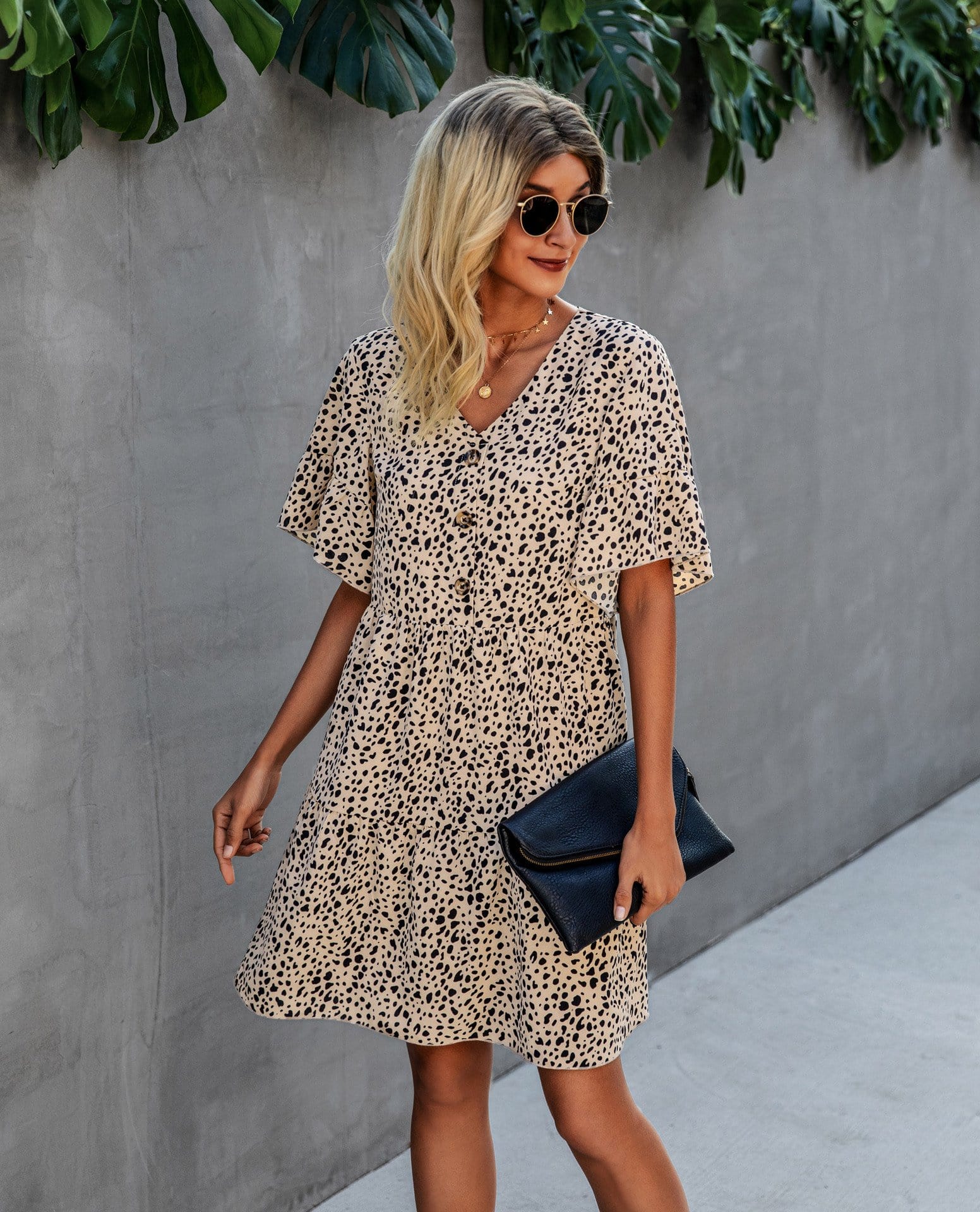 Contrast Button Animal Print Dress - Image 6