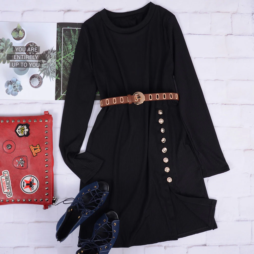 Contrast Button Detail Knit Dress - Image 10