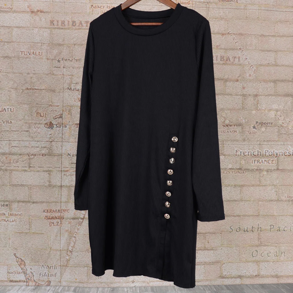 Contrast Button Detail Knit Dress - Image 7