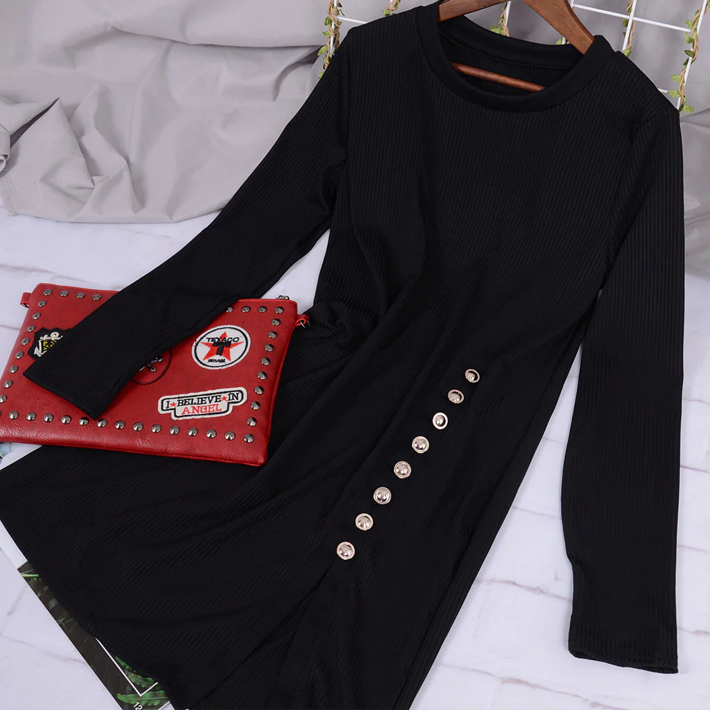 Contrast Button Detail Knit Dress - Image 8