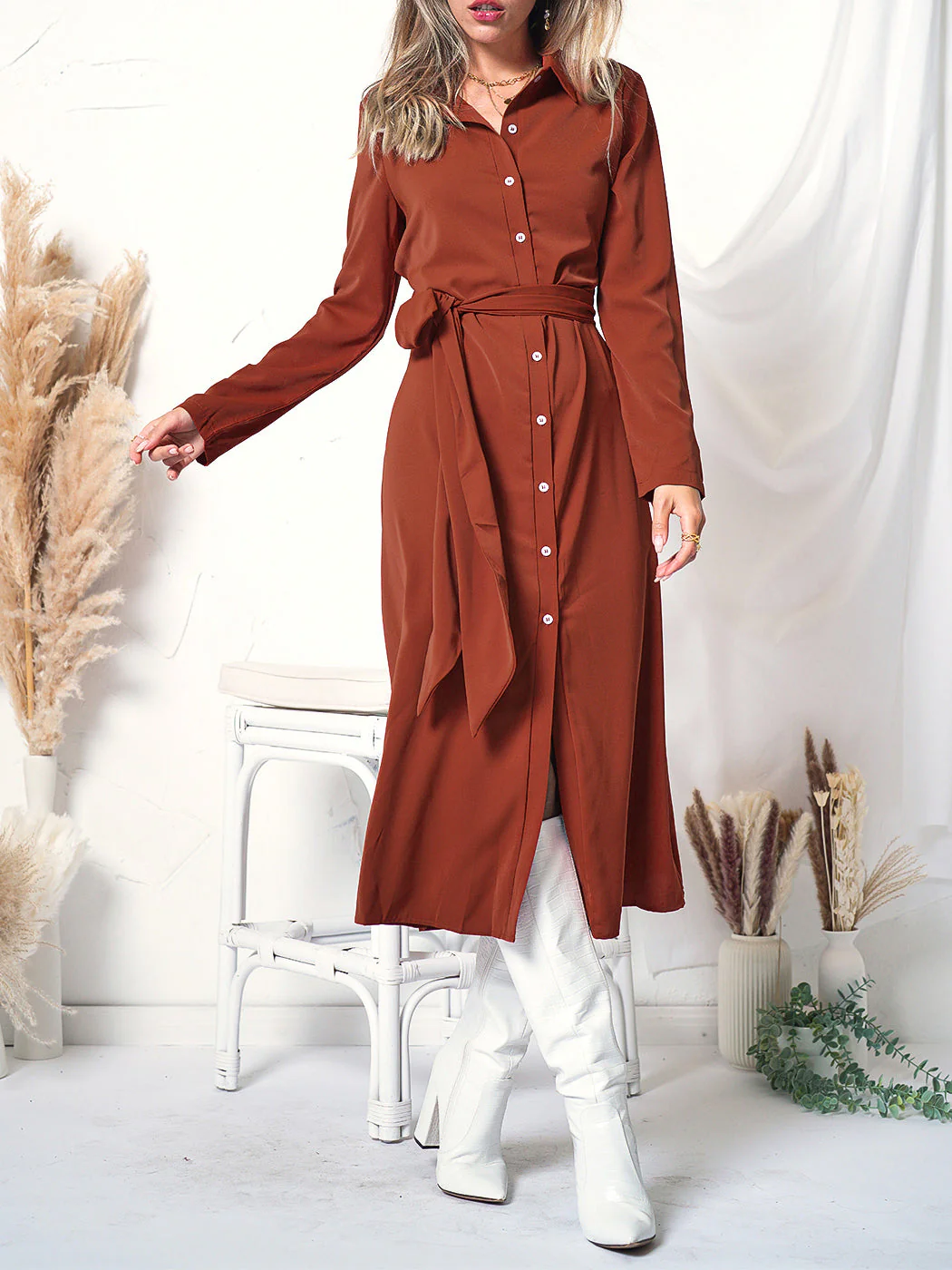 Contrast Button Down Polo Dress - Image 3