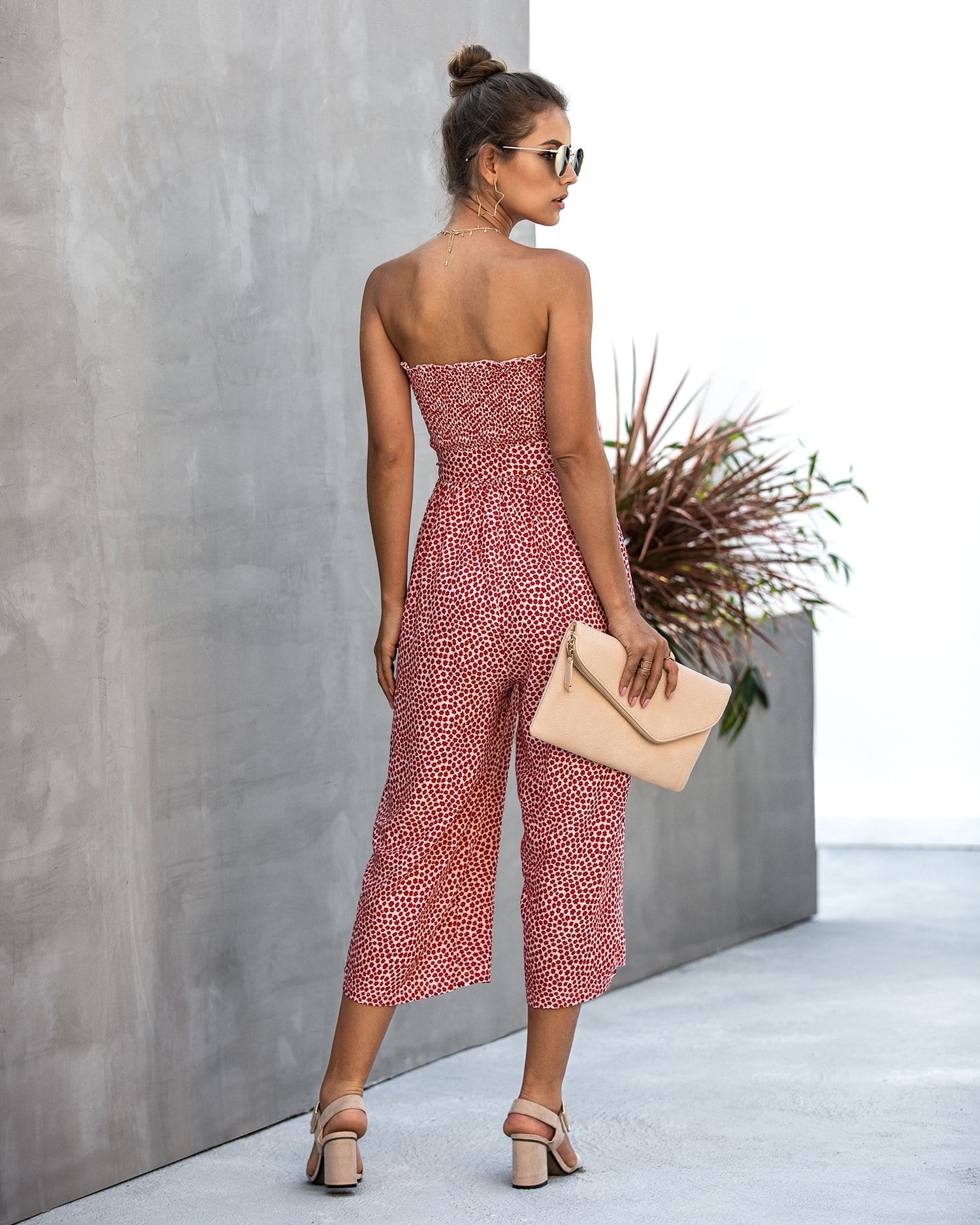 Contrast Button Floral Tube Jumpsuit - Image 17
