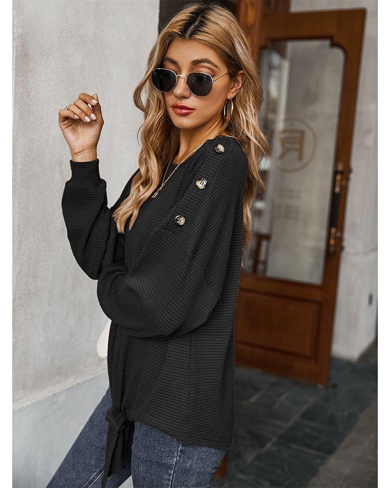 Contrast Button Shoulder Detail Sweater - Image 13