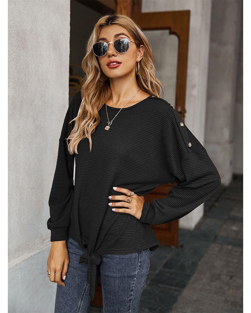 Contrast Button Shoulder Detail Sweater - Image 15