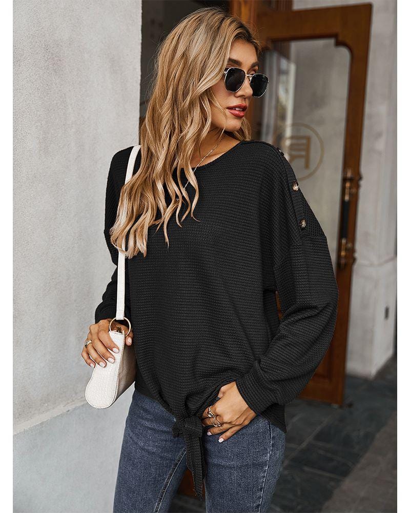 Contrast Button Shoulder Detail Sweater - Image 17