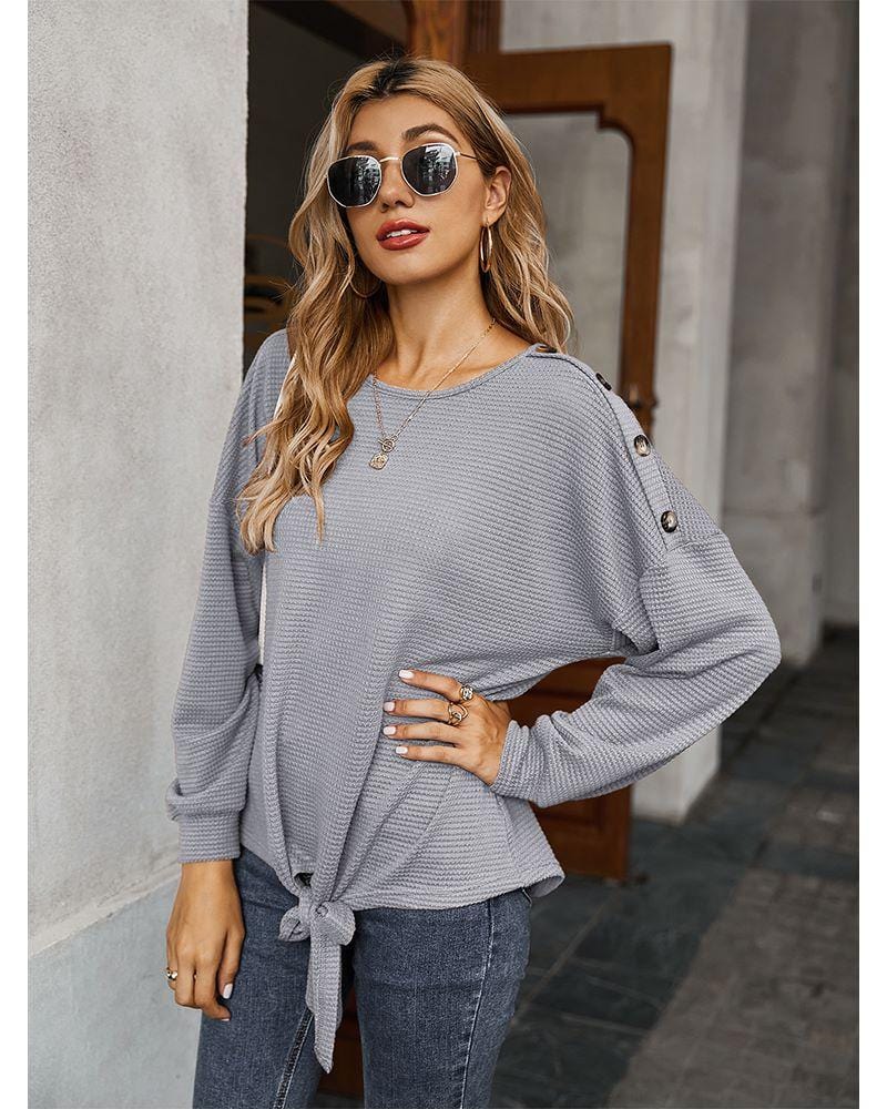 Contrast Button Shoulder Detail Sweater - Image 22
