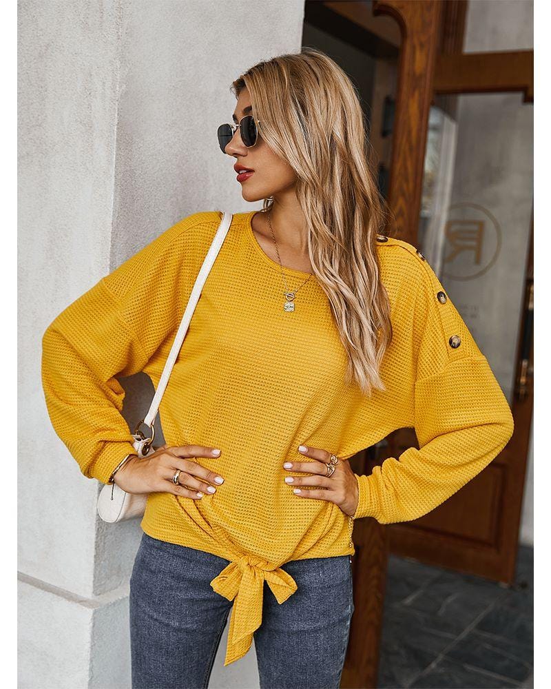 Contrast Button Shoulder Detail Sweater - Image 25