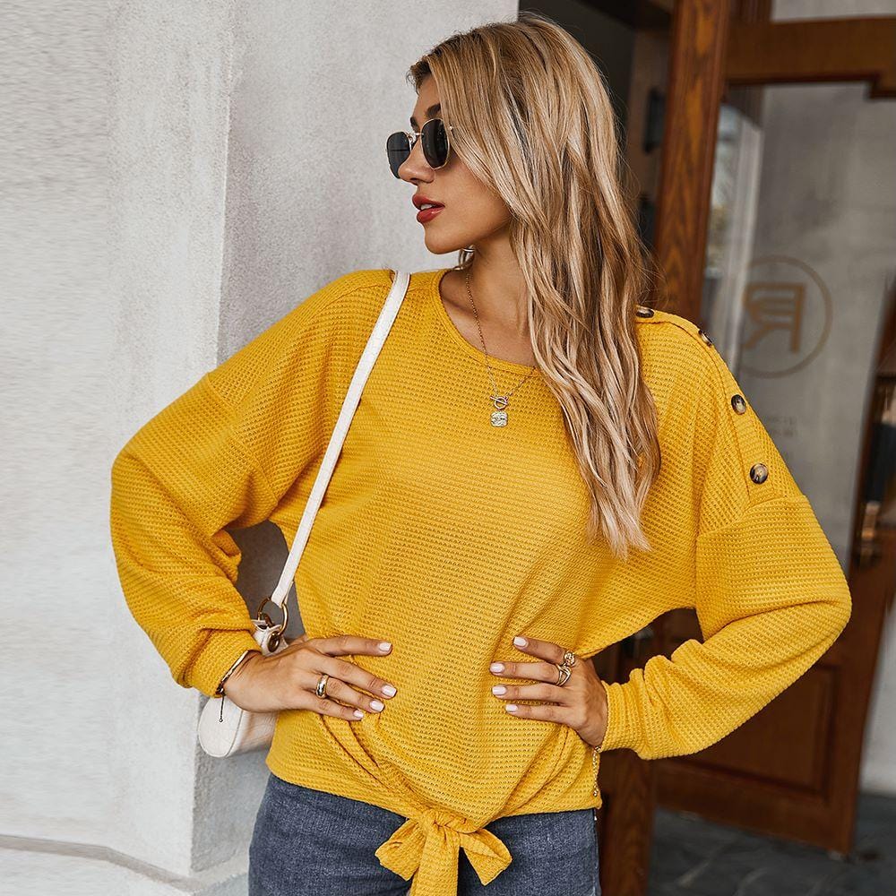 Contrast Button Shoulder Detail Sweater - Image 27