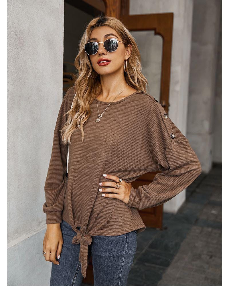 Contrast Button Shoulder Detail Sweater - Image 6