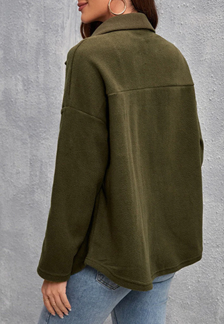 Contrast Button Solid Shacket - Image 2