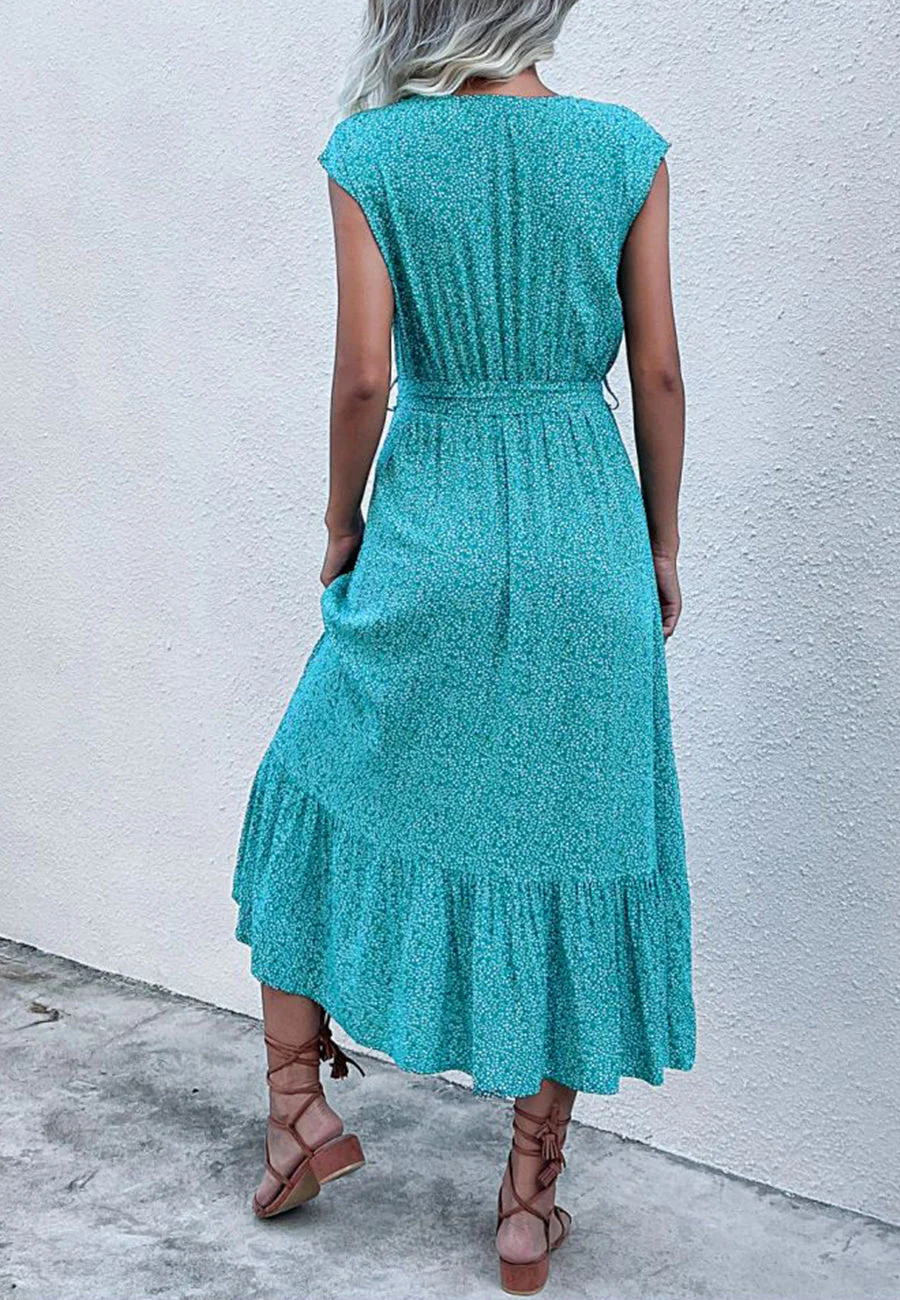 Contrast Button Tie Waist Dress - Image 15