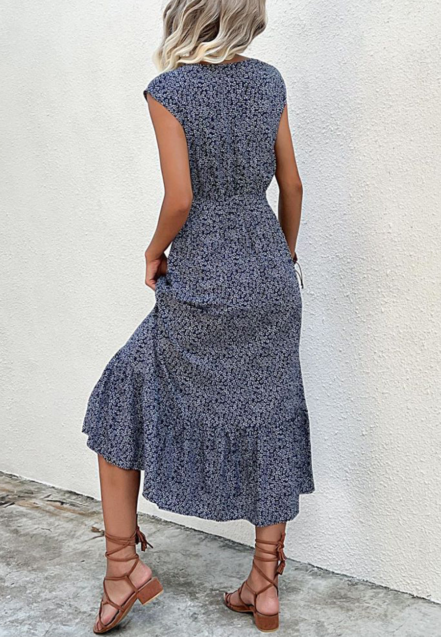 Contrast Button Tie Waist Dress - Image 22