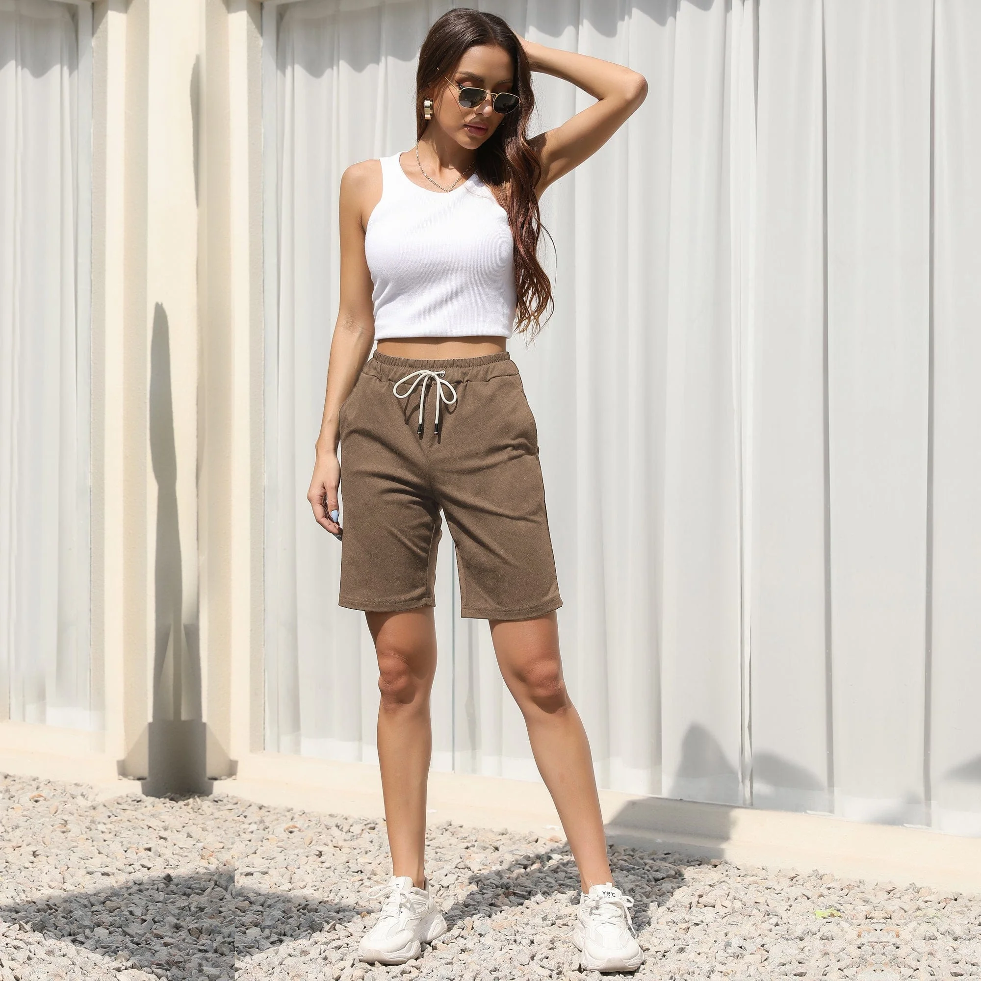 Contrast Drawstring Bermuda Shorts - Image 25