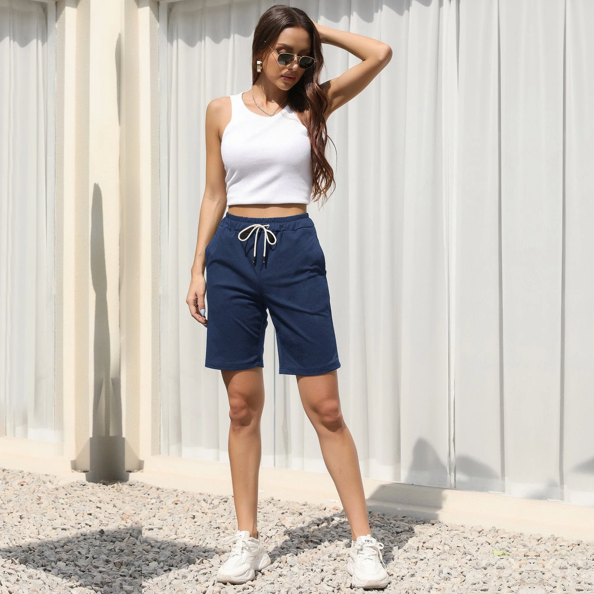 Contrast Drawstring Bermuda Shorts - Image 31