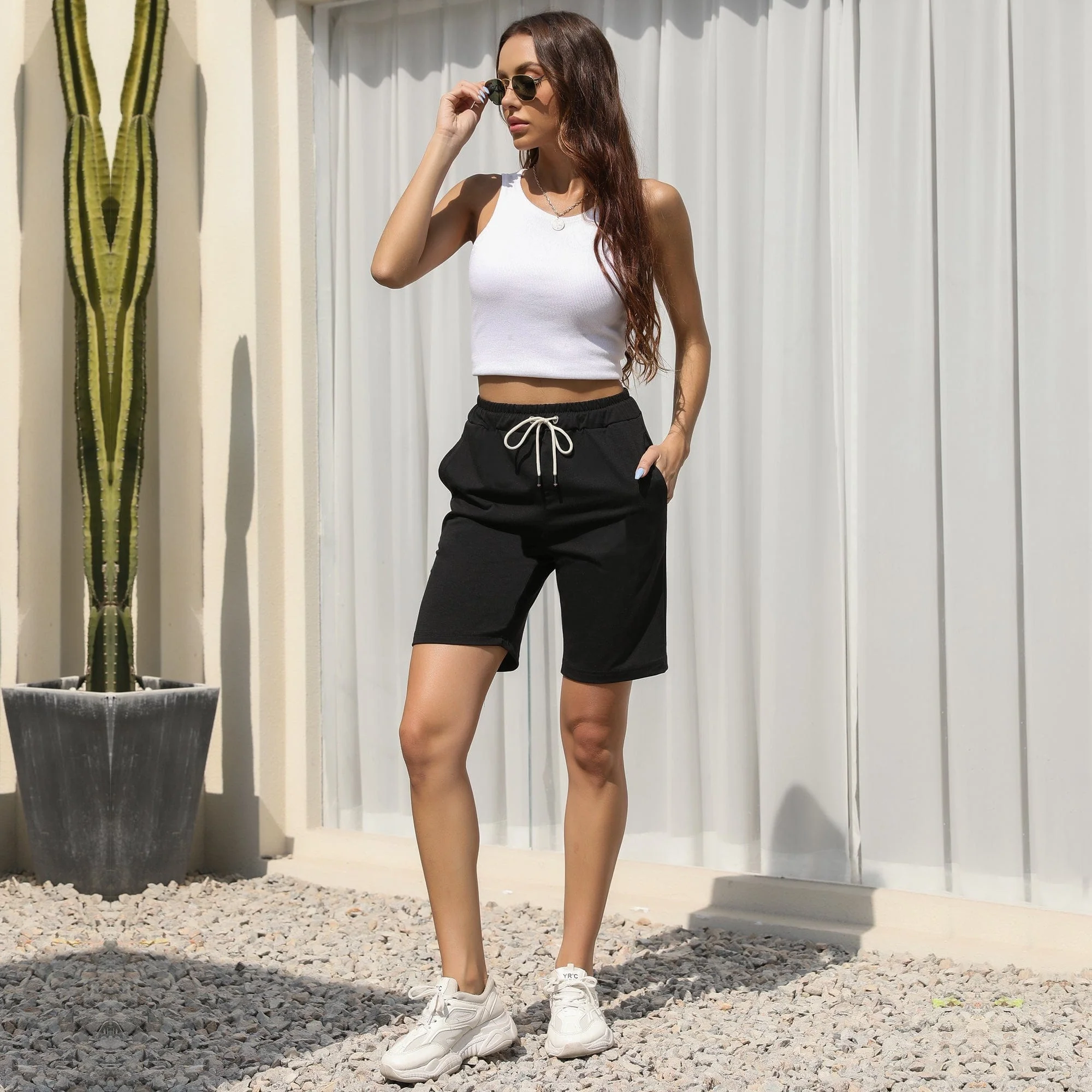 Contrast Drawstring Bermuda Shorts - Image 9