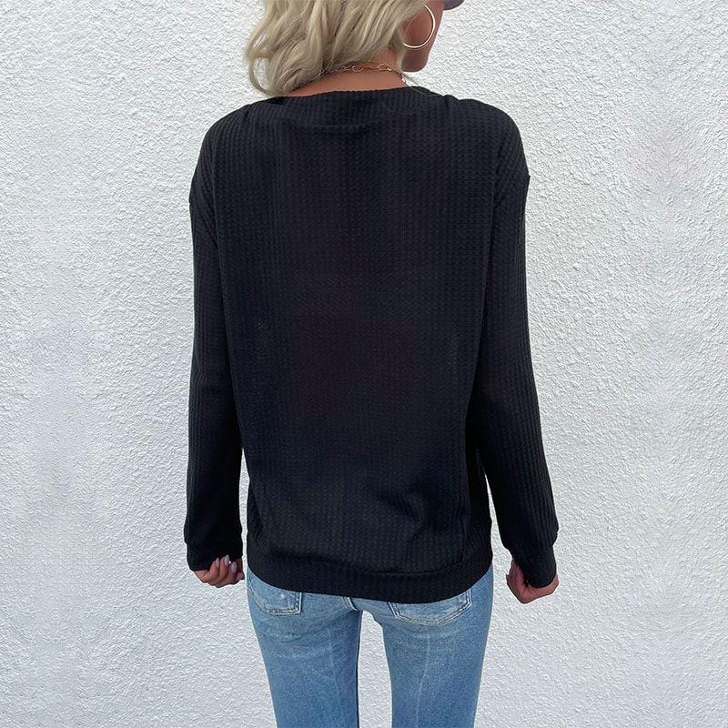Contrast Half Button Front Sweater - Image 5