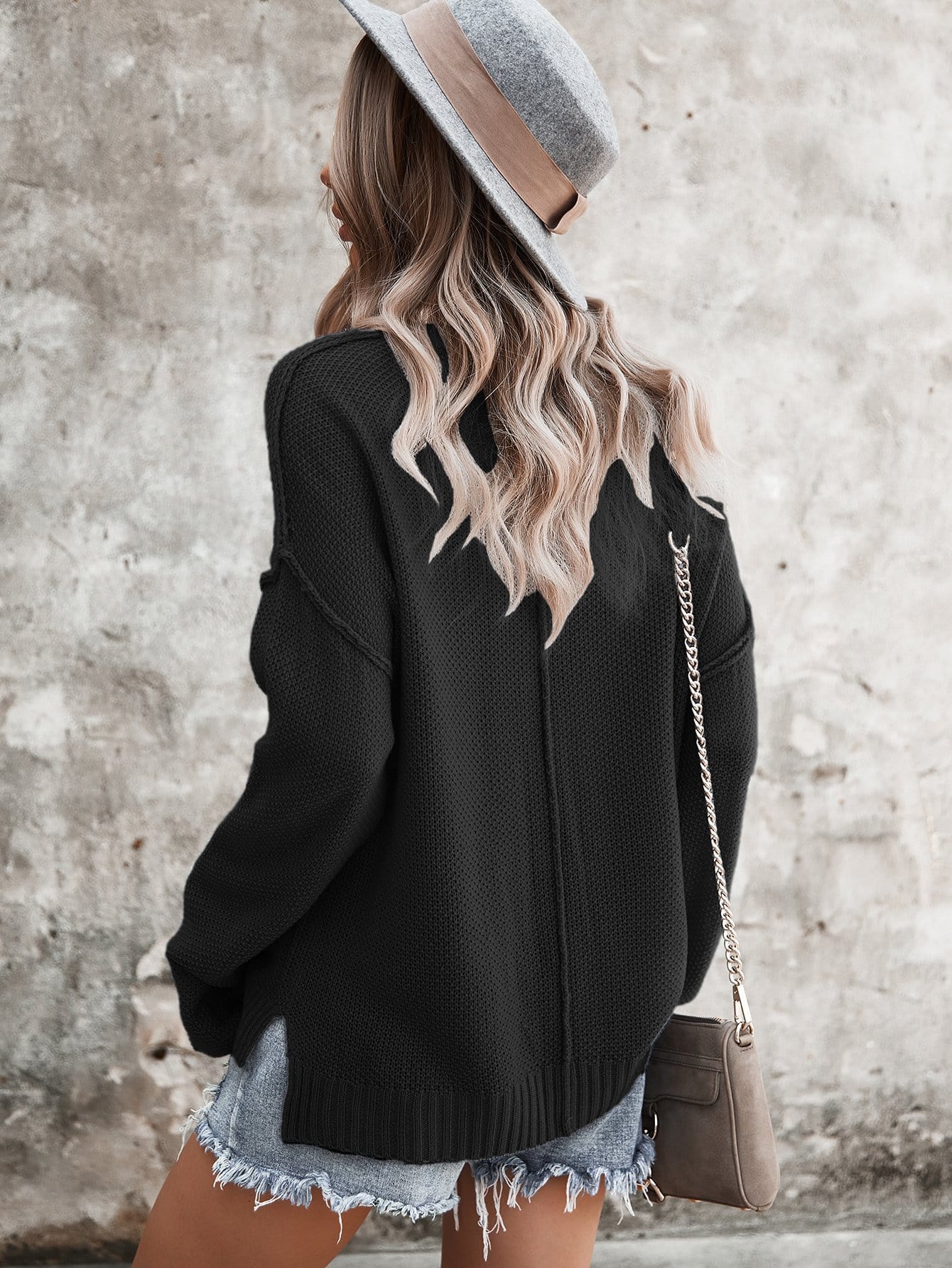 Contrast Half Button Textured Knit Sweater - Image 23