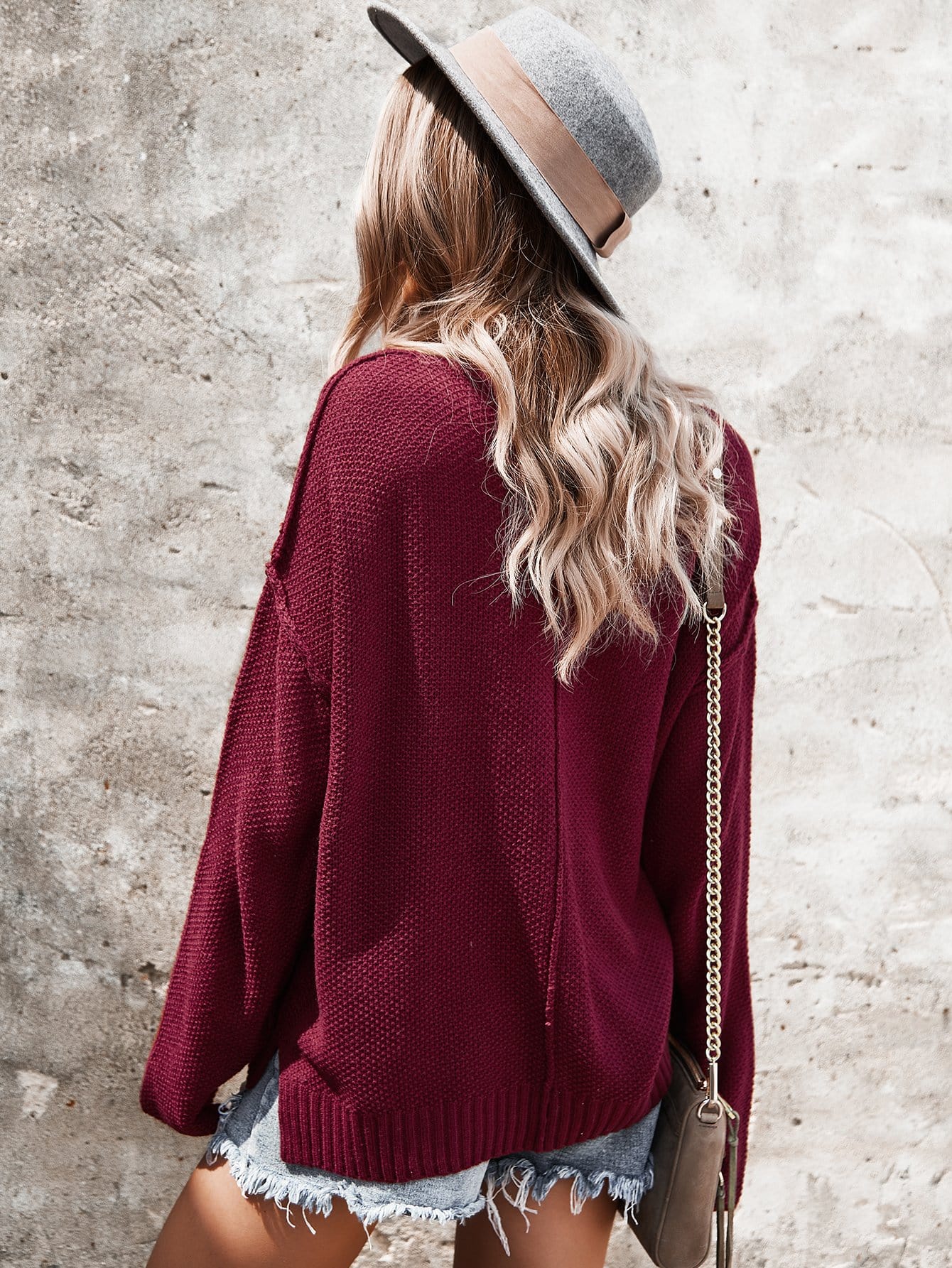 Contrast Half Button Textured Knit Sweater - Image 28