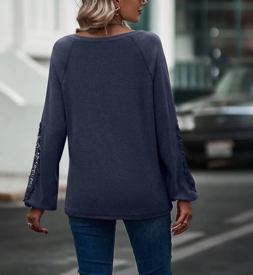 Contrast Lace Detail Raglan Sweater - Image 20