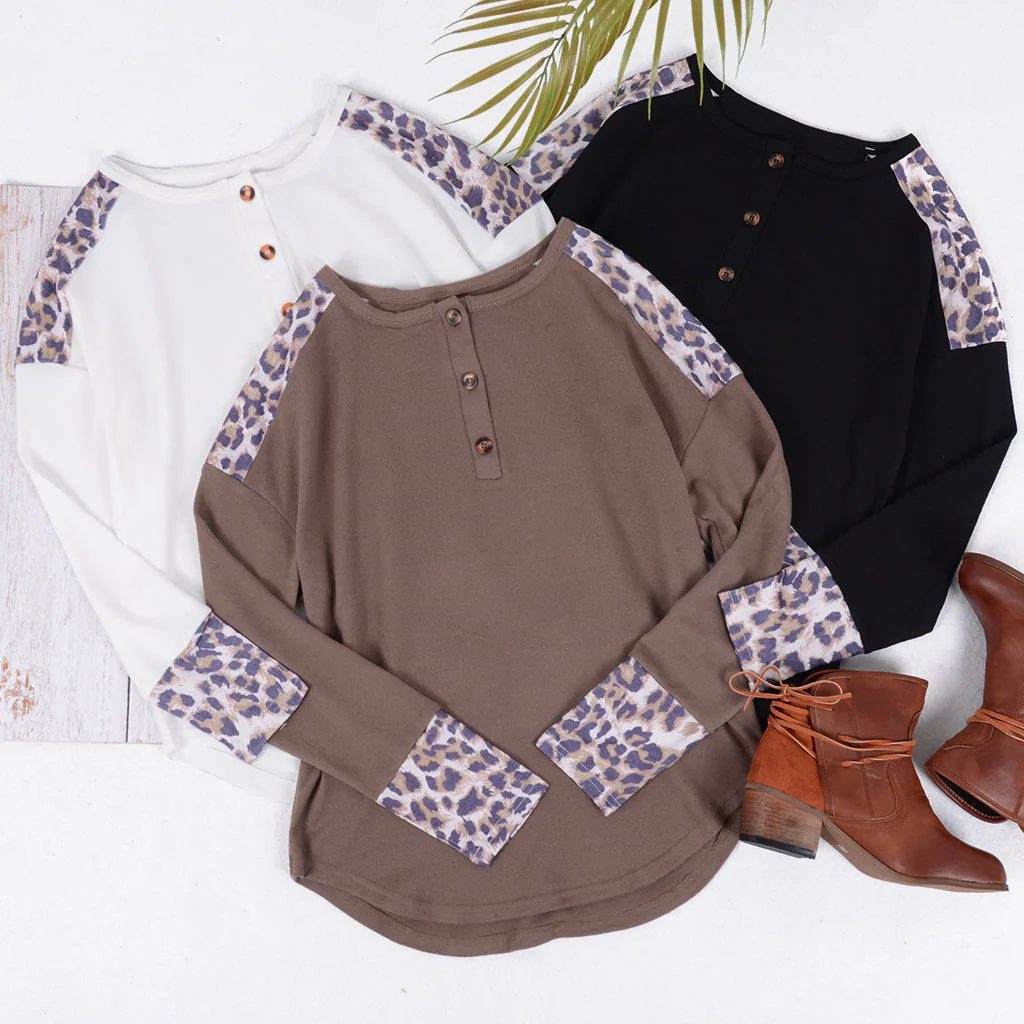 Contrast Leopard Print Detail Top - Image 5