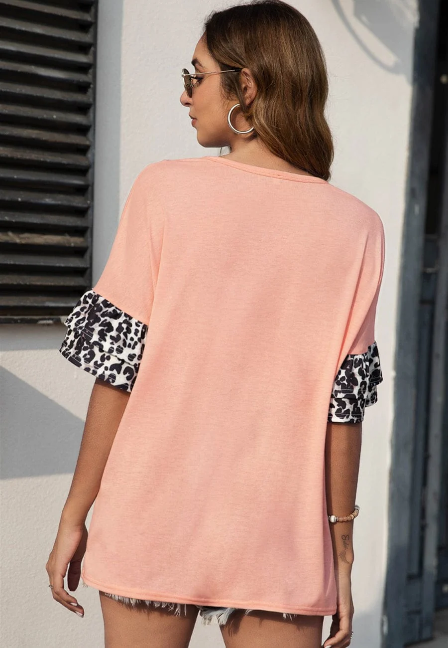 Contrast Leopard Print Tee - Image 8