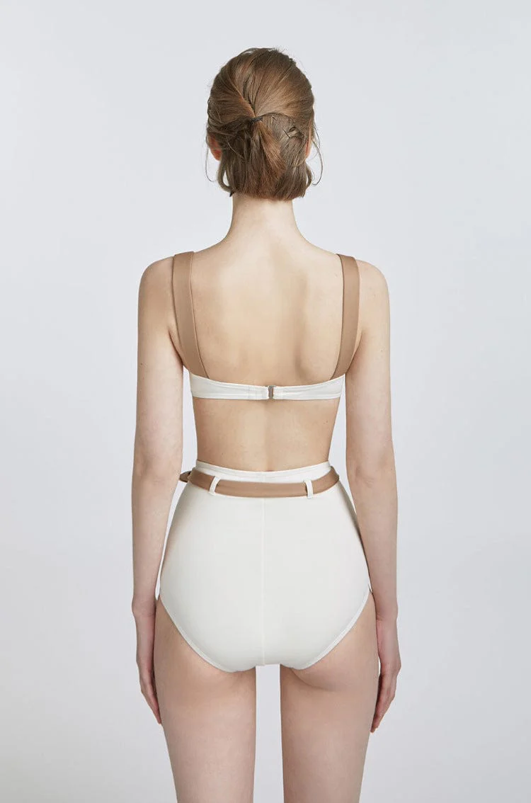 Contrast Lined High Rise Ribbon Belt Bikini Set - Image 6