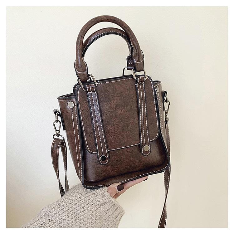 Contrast Stitch Top Handle Bag - Image 10