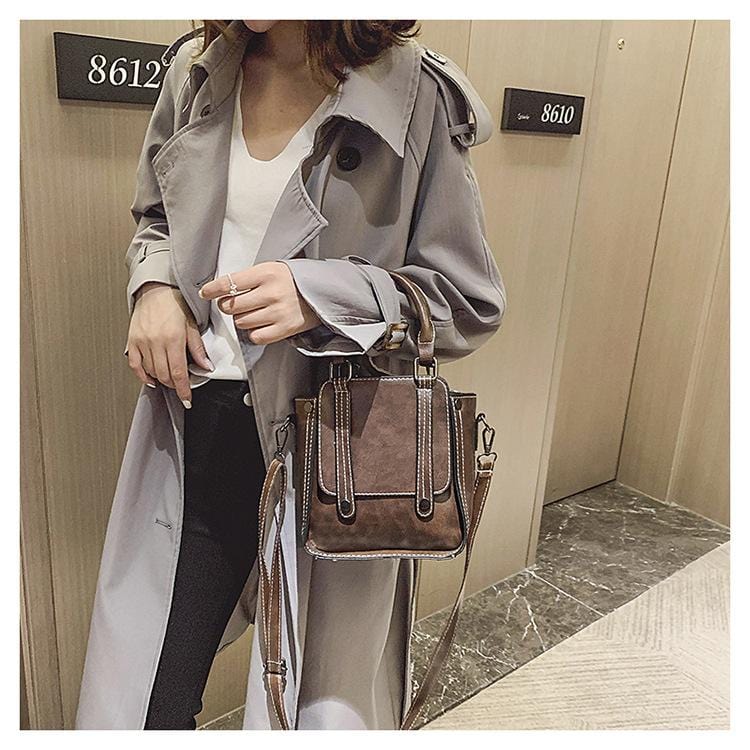 Contrast Stitch Top Handle Bag - Image 11