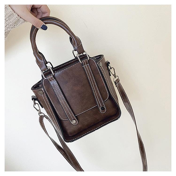 Contrast Stitch Top Handle Bag - Image 12