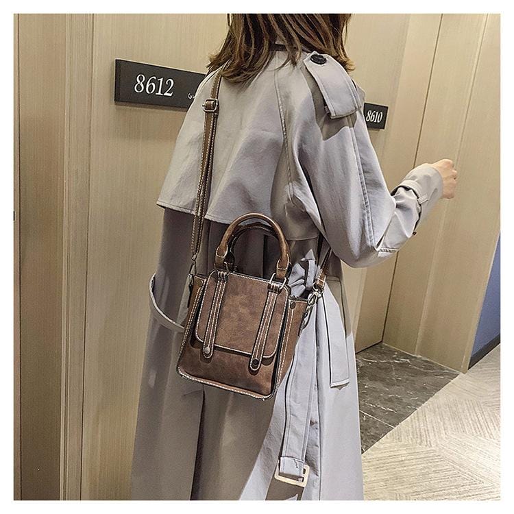 Contrast Stitch Top Handle Bag - Image 13