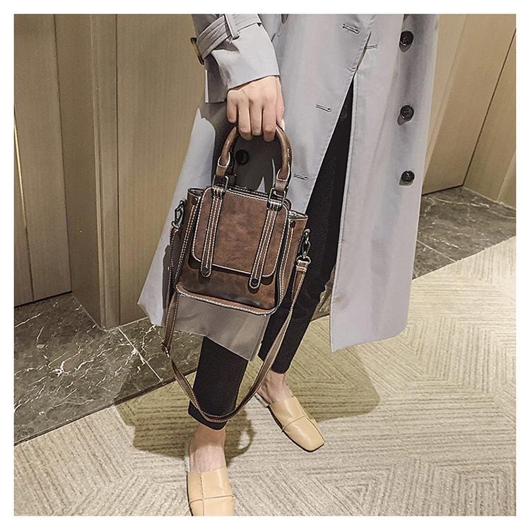 Contrast Stitch Top Handle Bag - Image 14