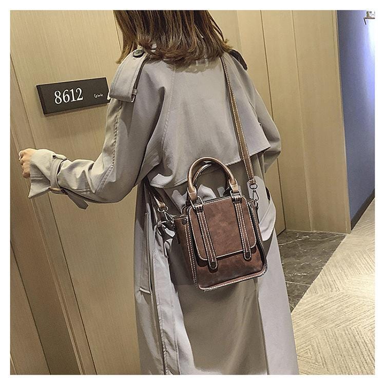 Contrast Stitch Top Handle Bag - Image 16