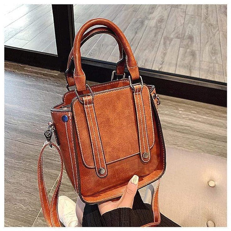 Contrast Stitch Top Handle Bag - Image 2