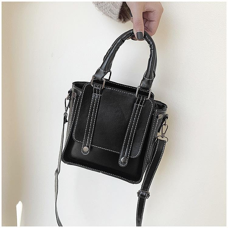 Contrast Stitch Top Handle Bag - Image 4